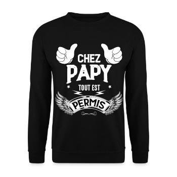Mon papy est super cool. Cadeau humour grand-père - Sweat-shirt Unisexe - noir - Devant - Alina (178cm) & Michal (187cm)