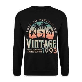 1993 Anniversaire vintage Cadeau 1993 - Sweat-shirt Unisexe - noir - Devant - Alina (178cm) & Michal (187cm)