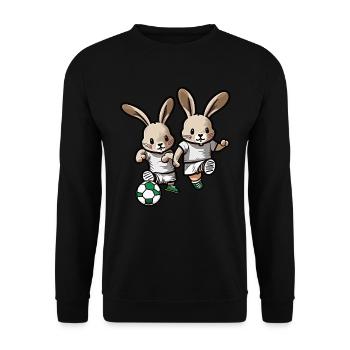 Les lapins jouent au football Lapin Lapin Ball Sport - Sweat-shirt Unisexe - noir - Devant - Alina (178cm) & Michal (187cm)