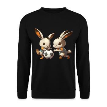 Les lapins jouent au football Bunny Ball Sports - Sweat-shirt Unisexe - noir - Devant - Alina (178cm) & Michal (187cm)