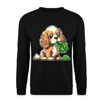 Un chien mignon mange des légumes au brocoli - Sweat-shirt Unisexe - noir - Devant - Alina (178cm) & Michal (187cm)