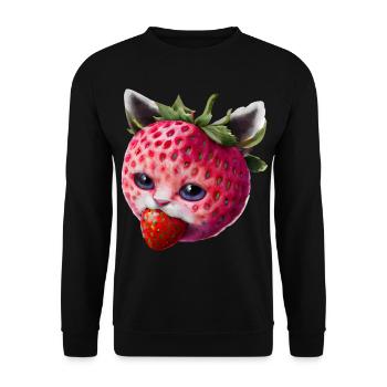 Chat fraise - Sweat-shirt Unisexe - noir - Devant - Alina (178cm) & Michal (187cm)