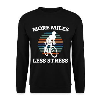 Fahrrad fahren - More Miles Less Stress - Unisex Pullover - Schwarz - Vorne - Alina (178cm) & Michal (187cm)
