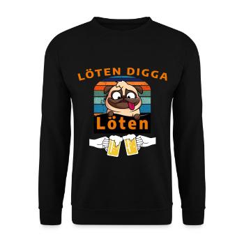 LÖTEN DIGGA LÖTEN - saufen, trinken, Feier T-Shirt - Unisex Pullover - Schwarz - Vorne - Alina (178cm) & Michal (187cm)