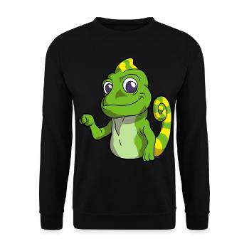 Chameleon Liebhaber | Reptilien Haustiere Geschenk - Unisex Pullover - Schwarz - Vorne - Alina (178cm) & Michal (187cm)