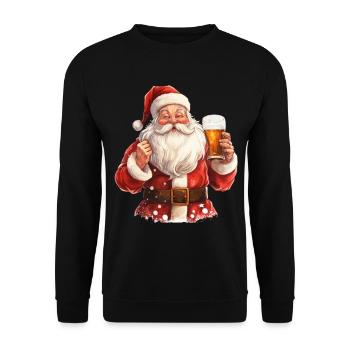 Santa Claus Beer Christmas Cheers Funny Humor - Unisex Sweatshirt - black - Front - Alina (178cm) & Michal (187cm)