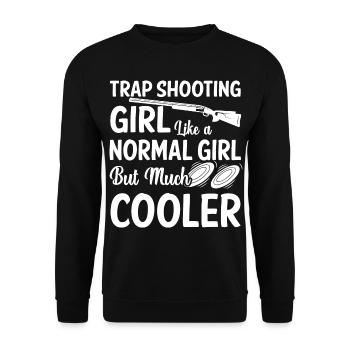 Trapschießen | Schießsport Fallenschießen Geschenk - Unisex Pullover - Schwarz - Vorne - Alina (178cm) & Michal (187cm)