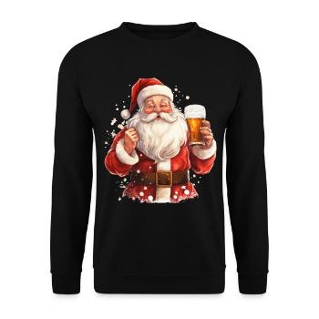 Père Noël Bière Noël Cheers Humour Drôle - Sweat-shirt Unisexe - noir - Devant - Alina (178cm) & Michal (187cm)