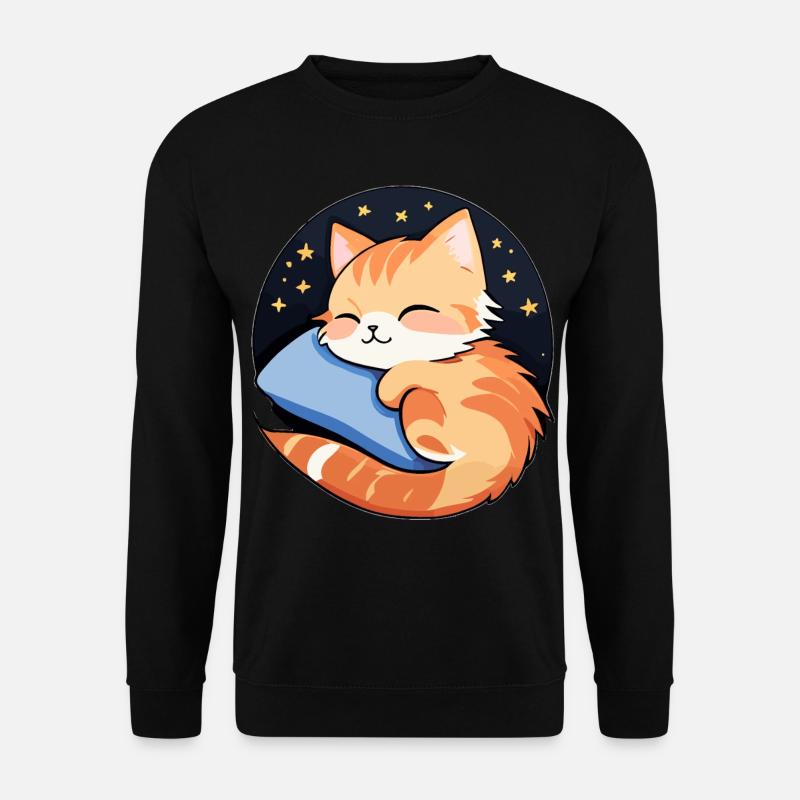 Cute sleeping cat on pillow - Unisex Sweatshirt - black