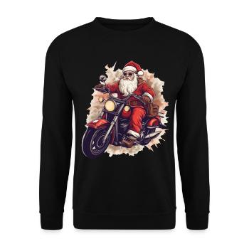 Santa Claus Motorcycle Sunglasses Christmas - Unisex Sweatshirt - black - Front - Alina (178cm) & Michal (187cm)