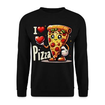 Ich liebe Pizza - Unisex Pullover - Schwarz - Vorne - Alina (178cm) & Michal (187cm)