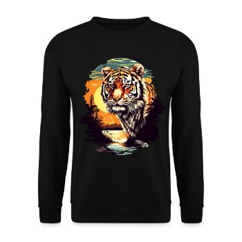 Tiger, Tigerhead, Big Cat, Nature, Wilderness, Wild, Strong - Unisex Sweatshirt - black - Front - Alina (178cm) & Michal (187cm)