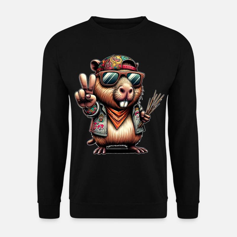 Capybara Peace Sign - Unisex Sweatshirt - black