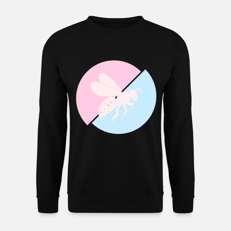 Biene Kontrast Rot Pastellblau - Unisex Pullover - Schwarz