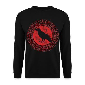 Viking Norse Corbeau Celtique Corbeau Rune Cercle - Sweat-shirt Unisexe - noir - Devant - Alina (178cm) & Michal (187cm)