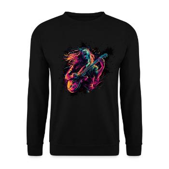 Gitarrist E-Gitarre Rock Punk Metal Splash Neon - Unisex Pullover - Schwarz - Vorne - Alina (178cm) & Michal (187cm)