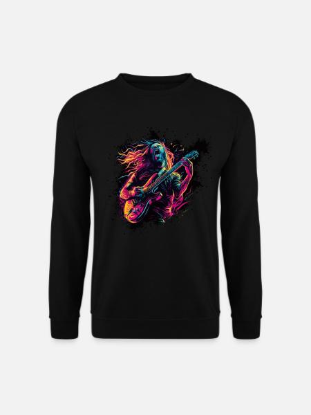 Gitarrist E-Gitarre Rock Punk Metal Splash Neon - Unisex Pullover - Schwarz