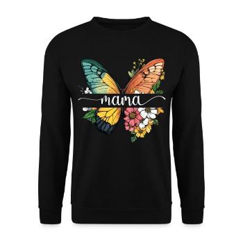 Maman papillon fleurs Meilleure maman Fête des mères - Sweat-shirt Unisexe - noir - Devant - Alina (178cm) & Michal (187cm)