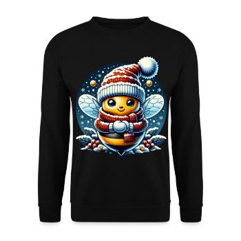 Christmas Biene - Unisex Pullover - Schwarz - Vorne - Alina (178cm) & Michal (187cm)