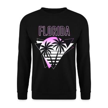 Florida USA Miami Amerika Sommer Palmen Neon Bunt - Unisex Pullover - Schwarz - Vorne - Alina (178cm) & Michal (187cm)