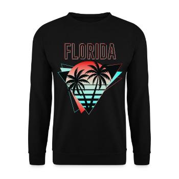 Florida USA Miami Amerika Sommer Palmen Neon Bunt - Unisex Pullover - Schwarz - Vorne - Alina (178cm) & Michal (187cm)