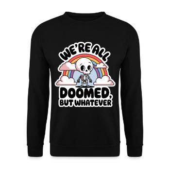 Lustiges Skelett – Wir sind alle verloren - Unisex Pullover - Schwarz - Vorne - Alina (178cm) & Michal (187cm)