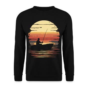 bateau de pêche pêche coucher de soleil vintage - Sweat-shirt Unisexe - noir - Devant - Alina (178cm) & Michal (187cm)