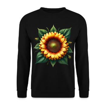 Sonnenblume gelb Blumenranke Blume blumig floral - Unisex Pullover - Schwarz - Vorne - Alina (178cm) & Michal (187cm)