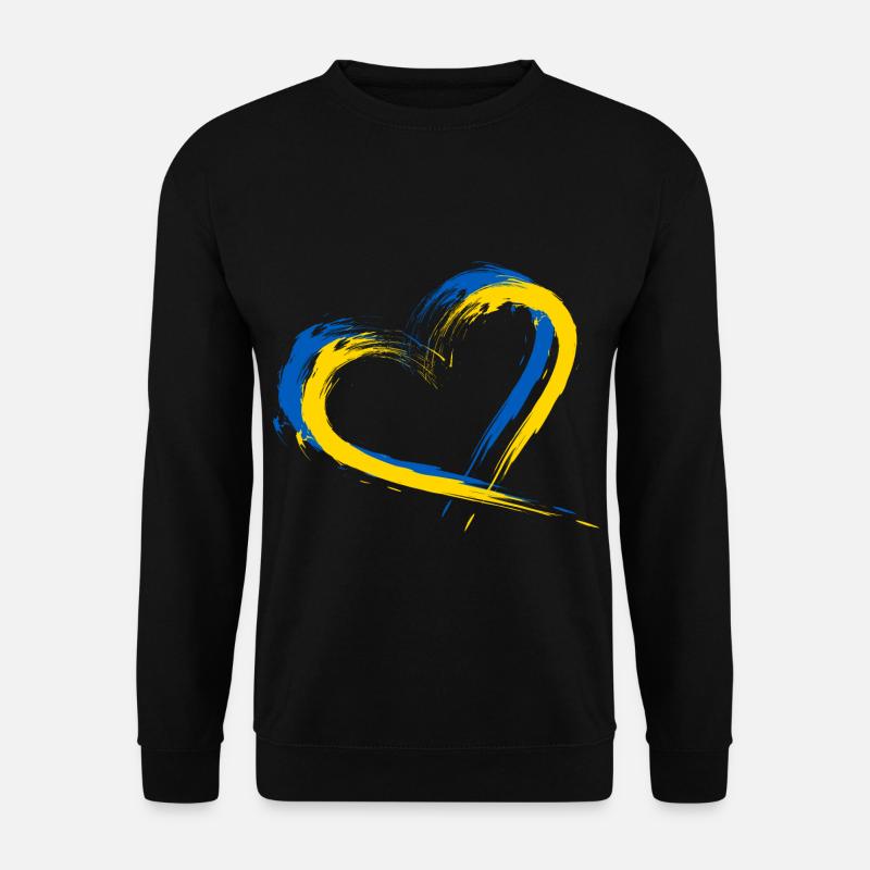 Herz Bürste Flagge der Ukraine Design Farbe Fahne - Unisex Pullover - Schwarz