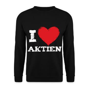 Ich liebe Aktien - Börse Investor - Unisex Pullover - Schwarz - Vorne - Alina (178cm) & Michal (187cm)