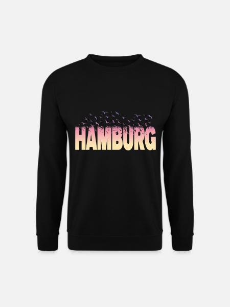 Hamburg Deutschland Stadt Schrift Vögel Skyline - Unisex Pullover - Schwarz
