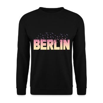 Berlin Germany City Font Birds Skyline - Unisex Sweatshirt - black - Front - Alina (178cm) & Michal (187cm)