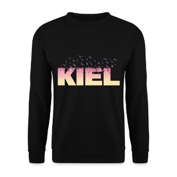 Kiel Germany City Font Birds Skyline - Unisex Sweatshirt - black - Front - Alina (178cm) & Michal (187cm)