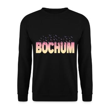 Bochum Deutschland Stadt Schrift Vögel Skyline - Unisex Pullover - Schwarz - Vorne - Alina (178cm) & Michal (187cm)