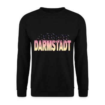 Darmstadt Germany City Font Birds Skyline - Unisex Sweatshirt - black - Front - Alina (178cm) & Michal (187cm)