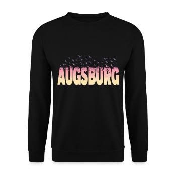 Augsburg Deutschland Stadt Schrift Vögel Skyline - Unisex Pullover - Schwarz - Vorne - Alina (178cm) & Michal (187cm)