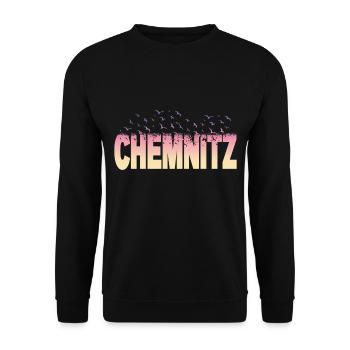 Chemnitz Germany City Font Birds Skyline - Unisex Sweatshirt - black - Front - Alina (178cm) & Michal (187cm)