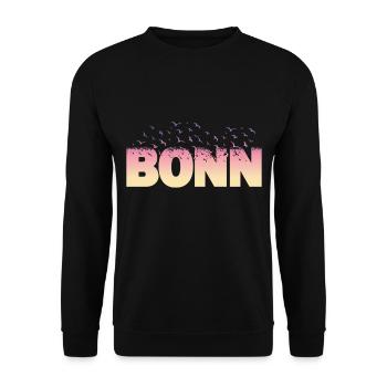 Bonn Deutschland Stadt Schrift Vögel Skyline - Unisex Pullover - Schwarz - Vorne - Alina (178cm) & Michal (187cm)