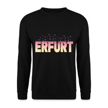 Erfurt Germany City Font Birds Skyline - Unisex Sweatshirt - black - Front - Alina (178cm) & Michal (187cm)
