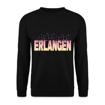 Erlangen Germany City Font Birds Skyline - Unisex Sweatshirt - black - Front - Alina (178cm) & Michal (187cm)