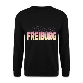 Freiburg Germany City Font Birds Skyline - Unisex Sweatshirt - black - Front - Alina (178cm) & Michal (187cm)