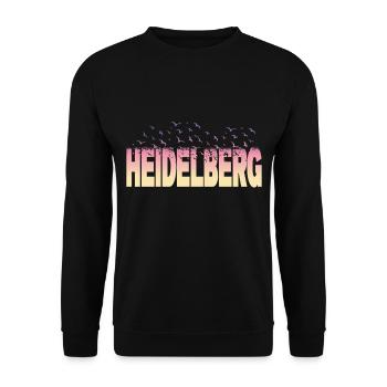 Heidelberg Deutschland Stadt Schrift Vögel Skyline - Unisex Pullover - Schwarz - Vorne - Alina (178cm) & Michal (187cm)