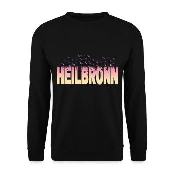Heilbronn Germany City Font Birds Skyline - Unisex Sweatshirt - black - Front - Alina (178cm) & Michal (187cm)