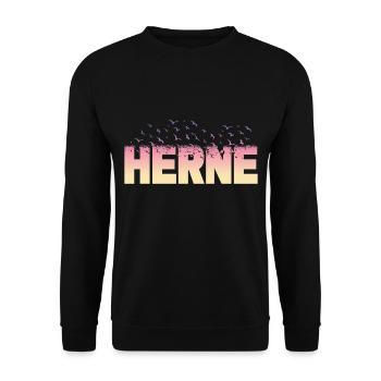 Herne Germany City Font Birds Skyline - Unisex Sweatshirt - black - Front - Alina (178cm) & Michal (187cm)