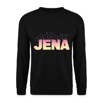 Jena Germany City Font Birds Skyline - Unisex Sweatshirt - black - Front - Alina (178cm) & Michal (187cm)