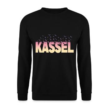 Kassel Germany City Font Birds Skyline - Unisex Sweatshirt - black - Front - Alina (178cm) & Michal (187cm)