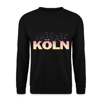 Köln Deutschland Stadt Schrift Vögel Skyline - Unisex Pullover - Schwarz - Vorne - Alina (178cm) & Michal (187cm)