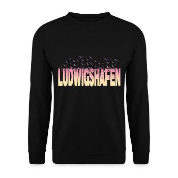 Ludwigshafen Germany City Birds Skyline - Unisex Sweatshirt - black - Front - Alina (178cm) & Michal (187cm)