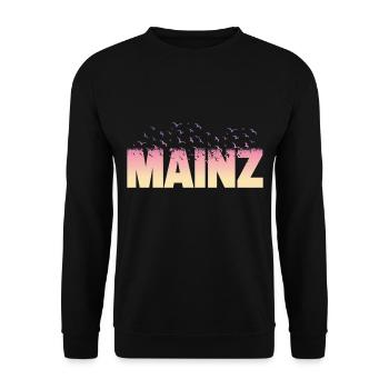 Mainz Deutschland Stadt Schrift Vögel Skyline - Unisex Pullover - Schwarz - Vorne - Alina (178cm) & Michal (187cm)