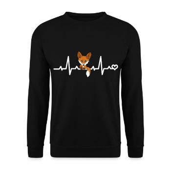Renard ECG Battement de cœur Amour Coeur Animaux Renard roux - Sweat-shirt Unisexe - noir - Devant - Alina (178cm) & Michal (187cm)